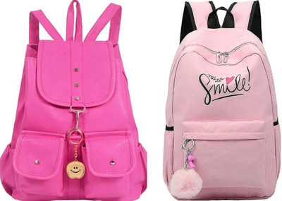 Shishtha A_PNK-4PKT-BACKPACK-SINGLE & SMILE-PRINT-1PC_abc 30 L Backpack(Pink, Pink)