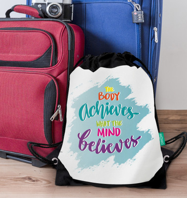 curiohh The Body Achieves | 10 Liters Draw String Bag (Backpack) 10 L Backpack(White)