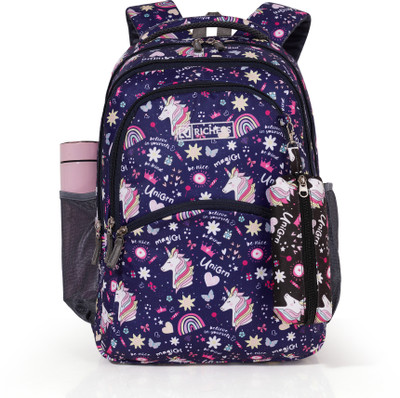 Richers Polyester Floral Printed College Tuition Laptop Backpack Bag for 35 L Backpack(Pink)