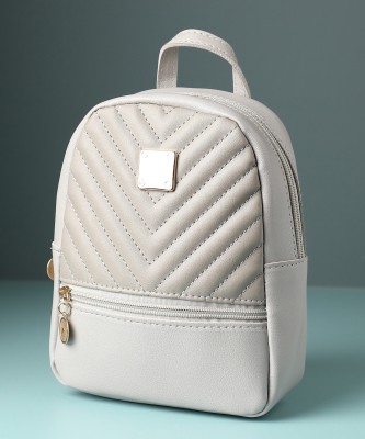 Haute Sauce Women Quilted White Solid Backpack 26 L Backpack(White)