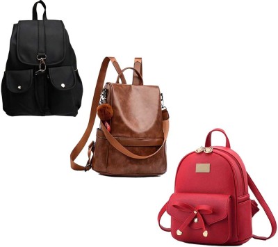 QUASHIMI COLLECTION BP-37-blk-2bl+brwn-lattu+red-tei-pitthu-cmbo 6 L Backpack(Black, Brown, Red)