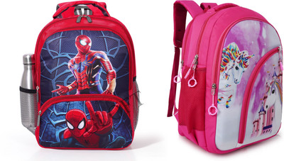 Gloft Girl's Medium 22L Waterproof School Backpack Cartoon Bag for 4-9 Years Waterproof Backpack(Pink, White, Red, Blue, 22 L)