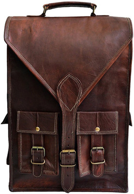 Pranjals House real leather messenger shoulder bag c 15 L Laptop Backpack(Brown)