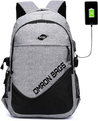 OMRON BAGS Stylish Backpack With USB Charging Port, Water Resistant with College Computer Bag for Men & Women (Grey) 40 L Laptop Backpack(Grey)