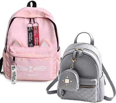 khatushyam collection PINK FAISHION PARA & GREY BATUIYA COMBOb 20 L Laptop Backpack(Pink, Grey)