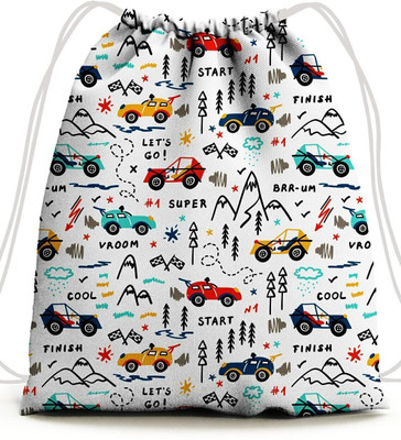Baby of Mine Kids Drawstring Bag - Vroom Cars Print, Waterproof, Lightweight, 5L 5 L Backpack(Multicolor)