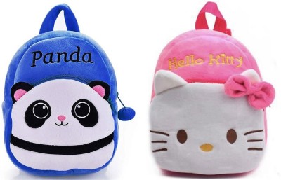 Bluemoon Soft Toy Bag Panda & Hello Kitty Plush Bag For Cute Kids 2-5 Years Plush Bag 11 L Backpack(Multicolor)