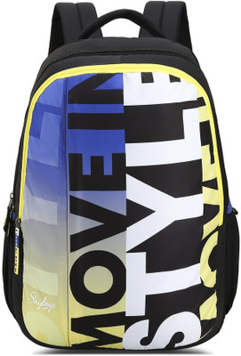 SKYBAGS Flow Casual Printed School Bag For Girls and Boys with Rain Cover 37.5 L Backpack(Black, Yellow)