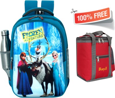 bayo Frozen 18 inch 47cm For 1st std-5th std Lightweight school Bag+Lunch Bag Free 35 L Laptop Backpack(Blue)