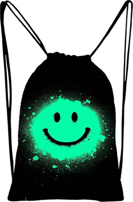 Hemes Smile Printed Dori Bag Drawstring Backpack Small Bag Gym Bag 12 L Backpack(Black, Green)