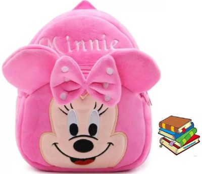 A Little Swag Soft Toddler Plush Fabric 11 Liters Smiling Minnie Mouse Cartoon Design School 10 L Backpack(Multicolor)