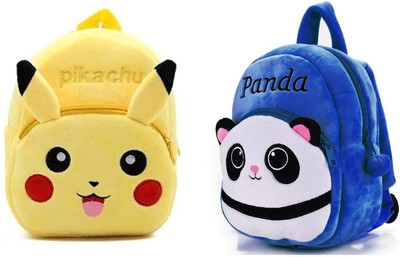 Aveek BM-Latch_combo of 2 yellow pikachu, blue panda_1175 12 L Backpack(Yellow, Blue)