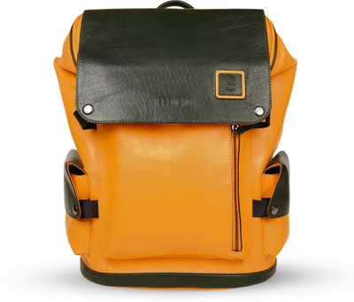 EEBAGAA Green & Yellow Leather Backpack 18 L Backpack(Green, Yellow)