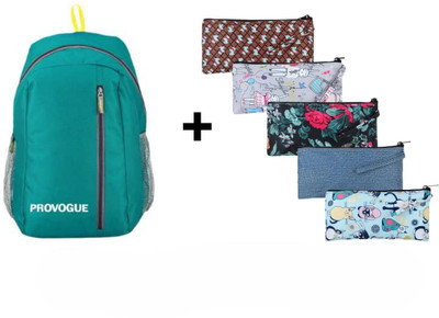PROVOGUE Backpack + Pencil Pouch Combo (1 Backpack + 5 Pencil Pouch) 25 L Backpack(Multicolor)