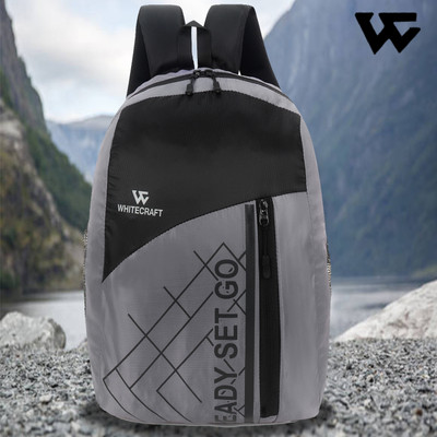 WHITECRAFT Medium 30 L Laptop Backpack Daypack For College Travel Office Outdoor Hiking Backpack For Men & Women (Black, Grey) For Rs. 199 @ 80 %
