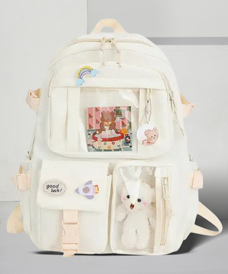 Ezliving Cute Backpacks Waterproof MultiPocket NylonSchool Backpack forStudentFemaleGirls 100 L Backpack(White)