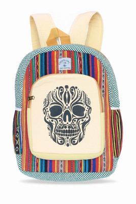SBDJFB Tribal Skull Print Boho Backpack – Multicolor Cotton 20 L Backpack(Multicolor)