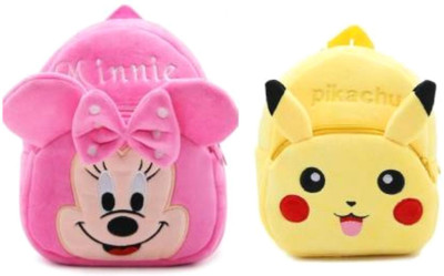 Aveek BM-New combo of 2 pink minnie, yellow pikachu32.2 12 L Backpack(Multicolor)
