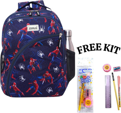 ZERUS Cartoon Print Kids Bag Combo for School/Travel Boys Girls with Free Study Kit 20 L Backpack(Blue)