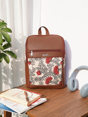 ZOUK Nawabi Couture Amalia Daypack 10.6 L Laptop Backpack(Red, Beige)