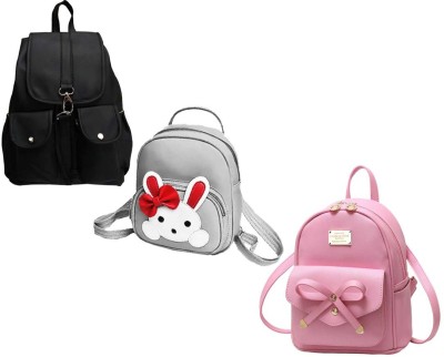 QUASHIMI COLLECTION BP-35-blk-2bl+gry-micky+bb-pnk-tei-pitthu-cmbo 6 L Backpack(Black, Grey, Pink)