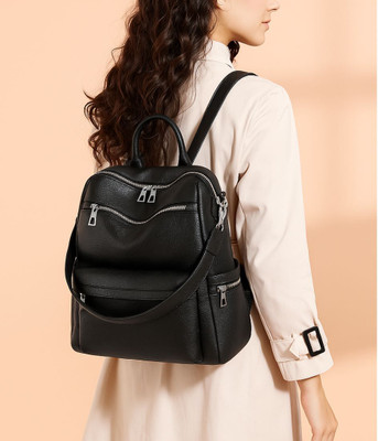 Olsic Women’s PU Backpack Purse|Multipurpose Handbag & Shoulder Bag with Printed Strap 27 L Backpack(White)