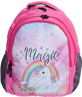 Echo Boomers Unicorn Design Print Backpack|17 Inch - 3 Compartment School Bag for Kids - Pink 5 L Backpack(Multicolor)