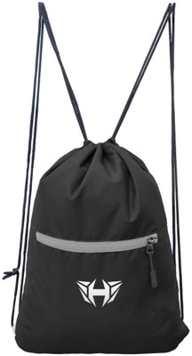 H-Hemes Drawstring Backpack Small Bag Gym Bag With Front Zipper Pocket_18 12 L Backpack(Black, Grey)
