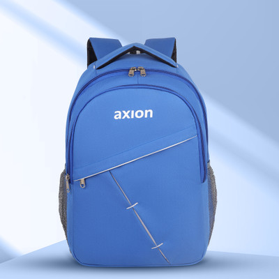 Axion Medium 25 L School College Laptop Backpack; Light Weight + Strong Zig Zag Stitch 25 L Backpack(Blue, White)