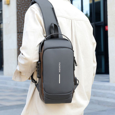 LIFE INDIA 2025 Fashion Waterproof USB Men CrossBody Sling Bag Anti Theft Chest Shoulder 15 L Laptop Backpack(Grey)