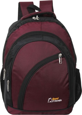 GOOD FRIENDS Backpack for Boys Girls Office School College Teens & Students Waterproof School Bag(Purple, Black, 30 L)