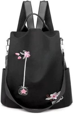 RTSWORK Backpack Fashion 12L New Flower Embroidered Artistic National Style Capacity Bag 12 L Backpack(Black)