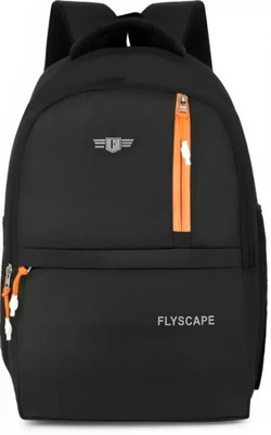 Flyscape black stylish backpack-001 26 L Backpack(Black, Orange)