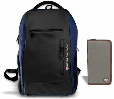SWISS MILITARY Laptop with USB Charging Port & Wallet Set 28 L 28 L Laptop Backpack(Black)