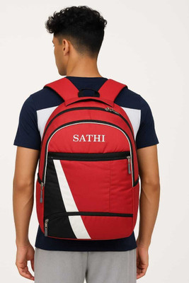 Sathi School Bag Large 5 partition Laptop Collage Office Travel Backpack 25 L Backpack(Red)
