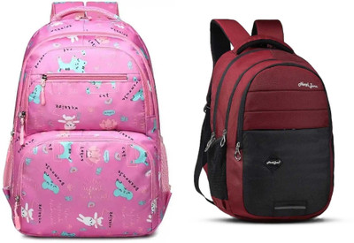MishKav Red Backpack 30 L Backpack(Red, Pink)
