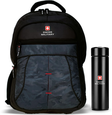 SWISS MILITARY Camouflage Multi-Utility And Digital Vacuum Flask (Combo Pack) 18 L Backpack(Black)