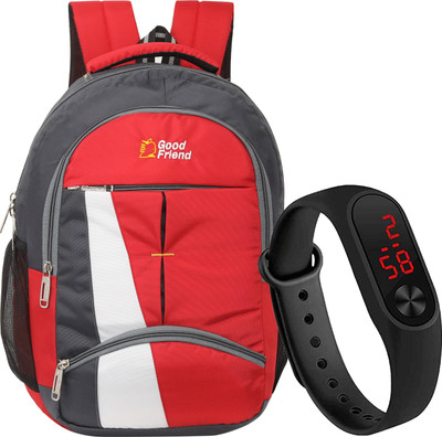 Good Friend Casual Day/Backpack/college high school/ big student /Digital Watch (Led) 36 L Laptop Backpack(Red)