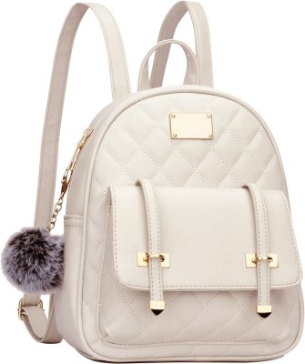 Bizarre Vogue Pompom Style Backpack 3 L Backpack(Beige)