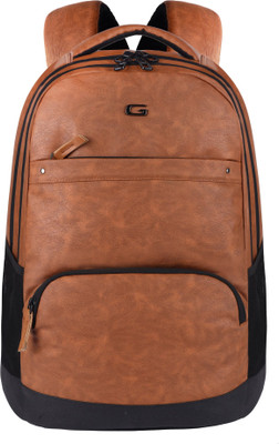 Gear VINTAGE2 ANTI THEFT FAUX LEATHER 28 L Laptop Backpack(Tan, Black)
