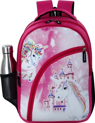 Luckey School backpack 4th to 10th class casual Waterproof School Bag Waterproof School Bag(Pink, 22 L)