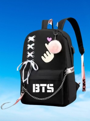 ARK FASHION BTS Waterproof Printed Casual Backpack For Girls 20 L Laptop Backpack(Black)