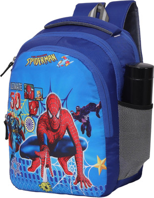 Aliva Fashion School Bag with 3 Compartment and LightWeight Spiderman 35 L Backpack(Blue, Red)