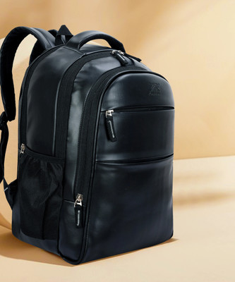 jir fashion Vegan Leather Travel College Office Bag Backpack 40 L Laptop Backpack(Black)