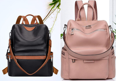 Spinsell Leather Backpack Purse For Girs and Women For Office and Travel 24 L Backpack(Black, Pink)