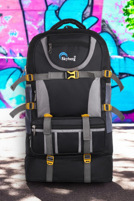 Skyberg 60 Litres Curve Water Resistant Rucksack For Hiking Trekking And Travel - Unisex 60 L Backpack(Black)