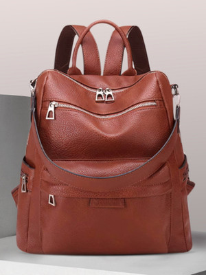 WomenBuzz Purse for Women Convertible 25L Travel Vintage PU Leather Shoulder Bag 25 L Backpack(Tan)