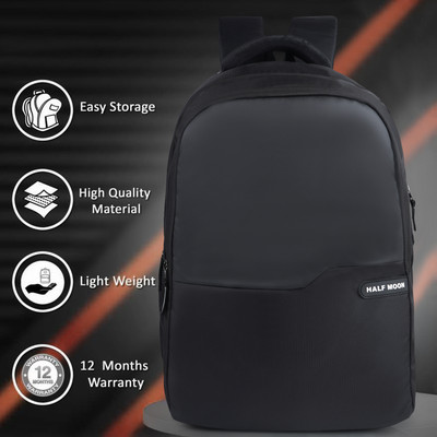 Half Moon Durable Stylish Multi Compartment Daypack Ideal for Travel School collage & work 27.5 L Laptop Backpack(Black)