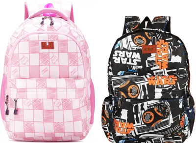 MishKav Black Star War Bag 30 L Backpack(Black, White, Pink)