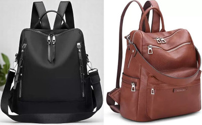 Spinsell Medium 25 L Laptop Backpack Backpack Purse for Women Convertible Travel Vintage 25 L Trolley Backpack(Brown, Black)